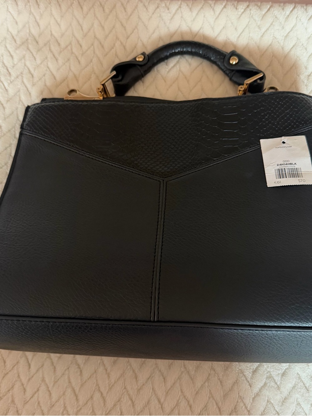 🦋TOPSHOP Black Structured Top-Handle Women's Bag